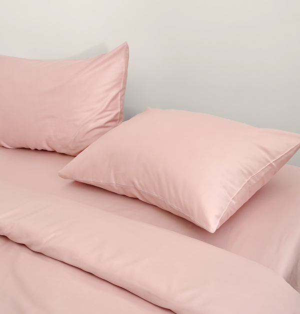 Pamuk Saten Posteljina Puder Roze