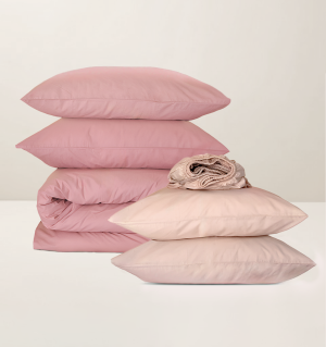 Mix & Match Komplet Posteljine, Pamuk Classic, Boja Sleza + Svetlo Roze