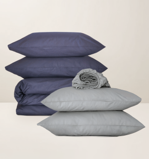 Mix & Match Komplet Posteljine, Pamuk Classic, Teget + Siva