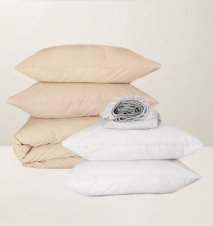 Mix & Match Komplet Posteljine, Pamuk Saten, Vanila + Bela